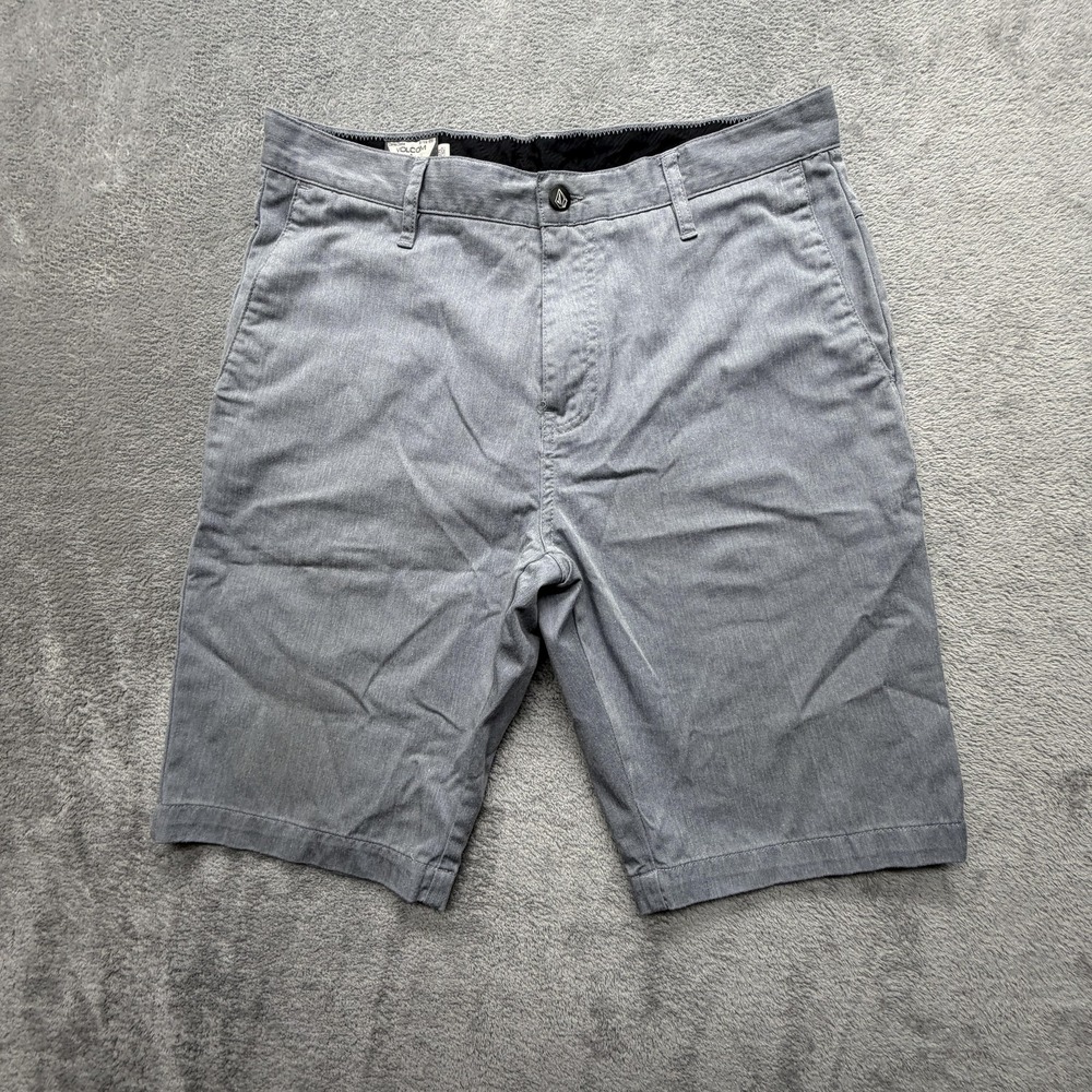 Volcom Shorts Mens Measured 34x10 Gray Chino Canvas Cotton Polyester Pockets